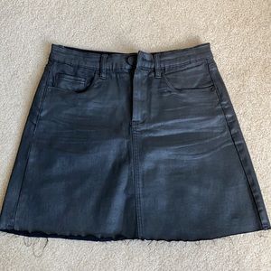 Patent Black Denim Skirt